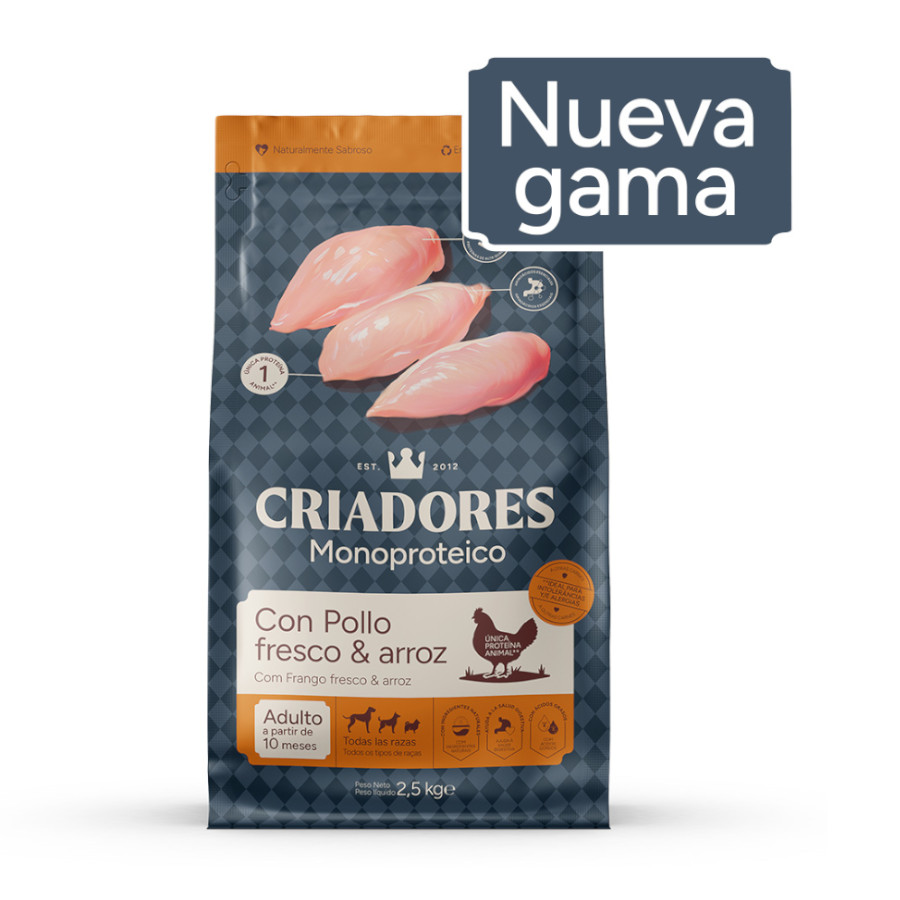 2 x 2.5 kg Criadores Monoproteico Adulto com Frango Ração para cães Pack Poupança!
