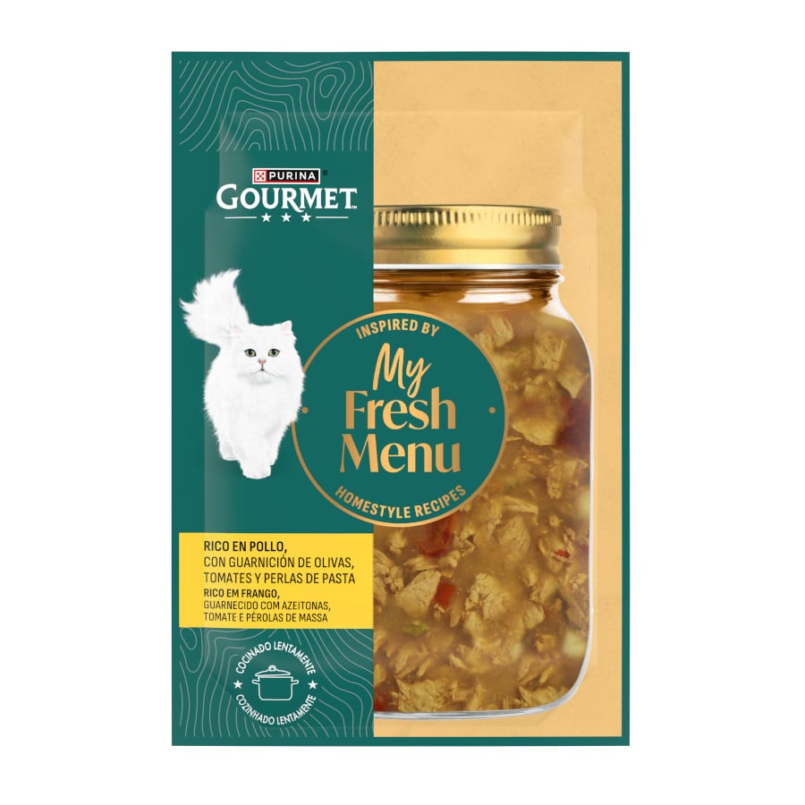 48 saquetas x 75 g Gourmet My Fresh Menu Comida húmida de frango com legumes em saquetas para gatos Pack poupança!
