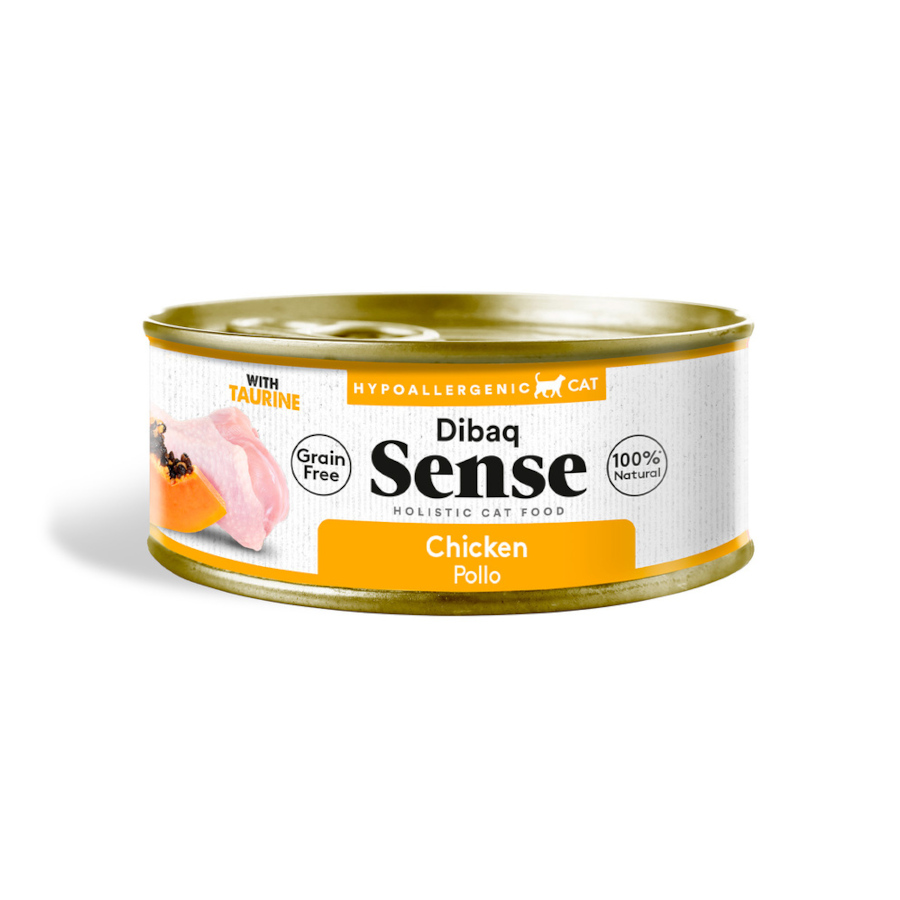 0.07 KG Dibaq Sense Hipoalergênico Frango Sem Grãos com Lata de Mamão para Gatos