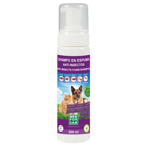 0.2 L Menforsan Champô anti-insetos em espuma para cães e gatos