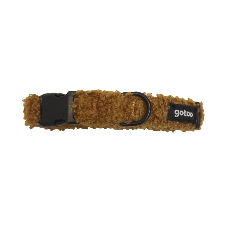 Gotoo Coleira veludo castanho para cães