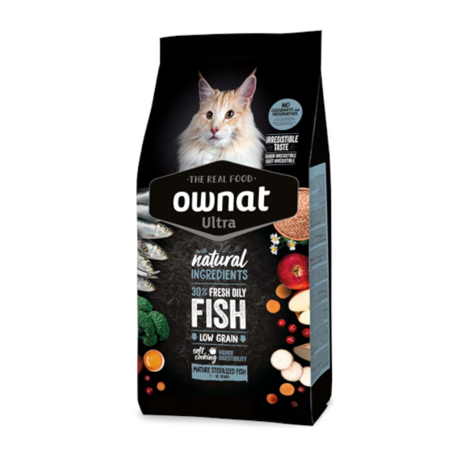 Ownat Ultra Mature Esterilizado Ração de peixe para gatos