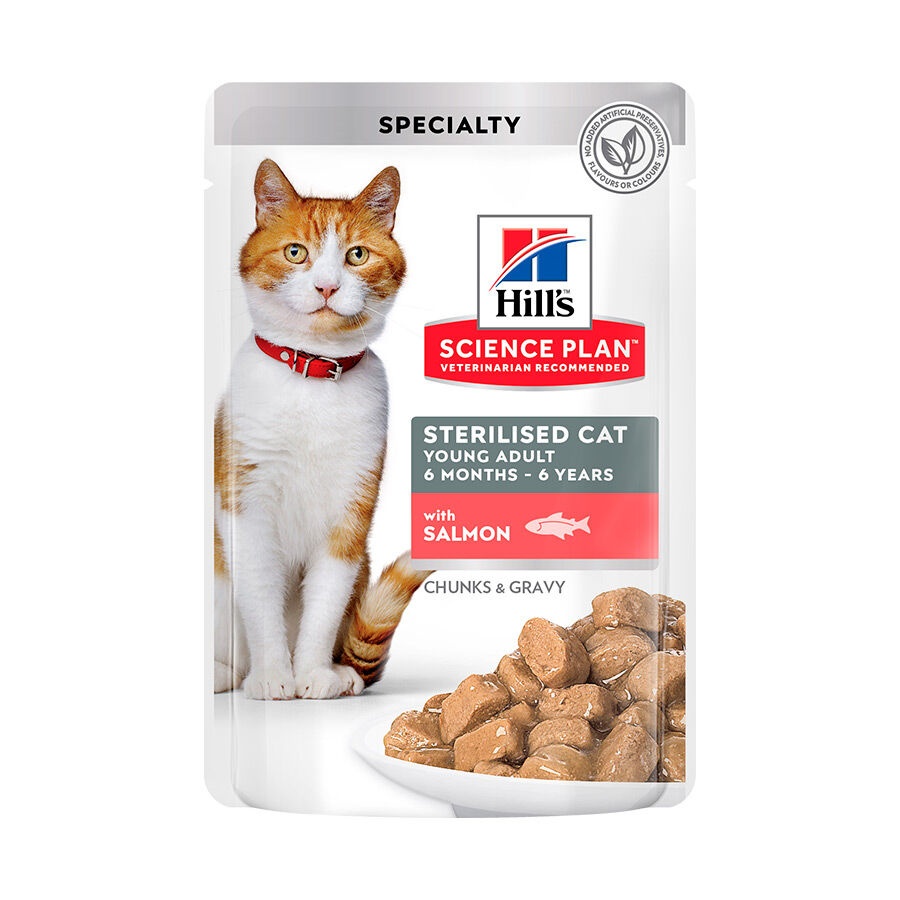 85 g Hill's Science Plan Sterilized Young Adult Salmão saquetas para gatos
