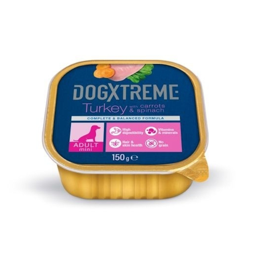 12 terrinas x 150 g Dogxtreme Adult Mini peru terrina para cães Pack poupança!