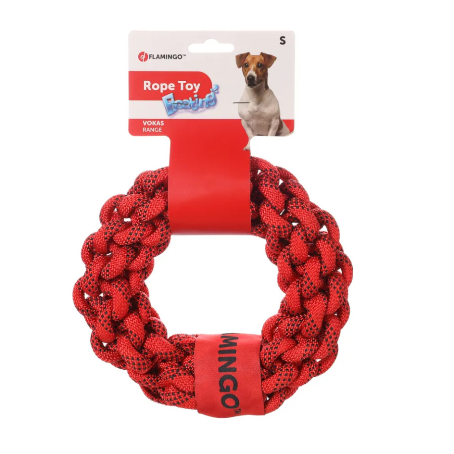 Flamingo Vokas Anel de Corda Vermelho para cães