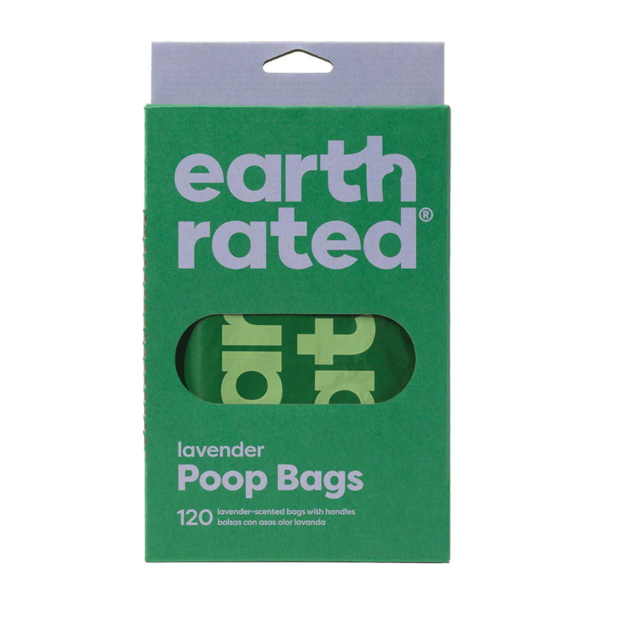 120 UN Earth Rated Easy Tie Lavanda Sacos com asas para fezes de cão