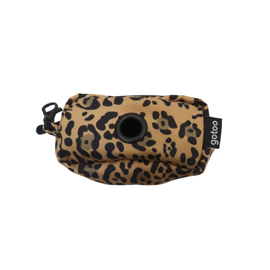 Gotoo Porta sacos estampado leopardo castanho para cães