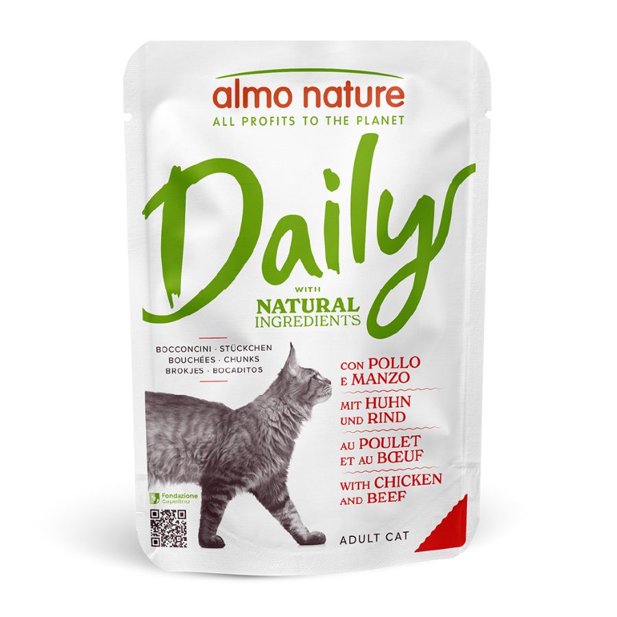 48 saquetas x 70 g Almo Nature Daily comida húmida frango e vaca Pack poupança!