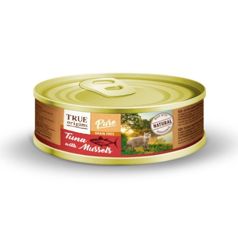 0.085 KG True Origins Pure Adult Atum e Mexilhões em lata para gatos