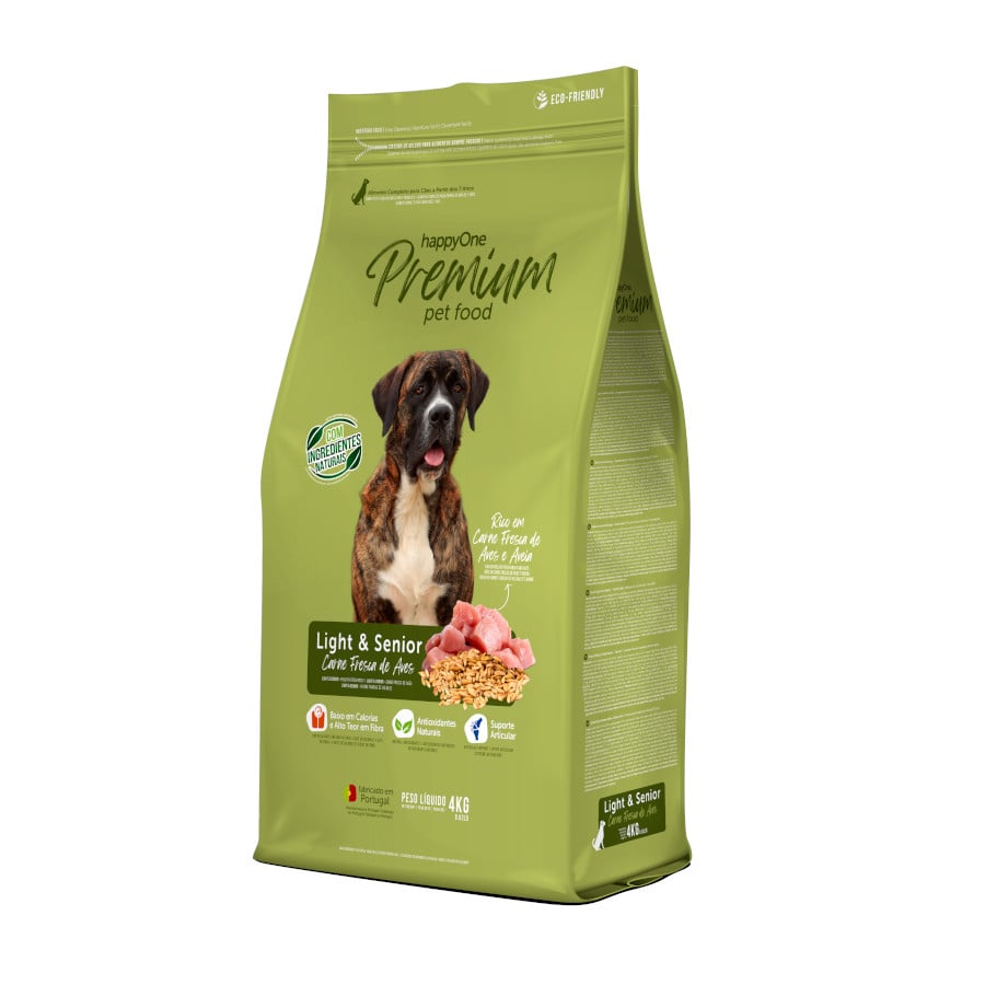 15 KG happyOne Premium Light & Senior ração de carne fresca de aves para cães