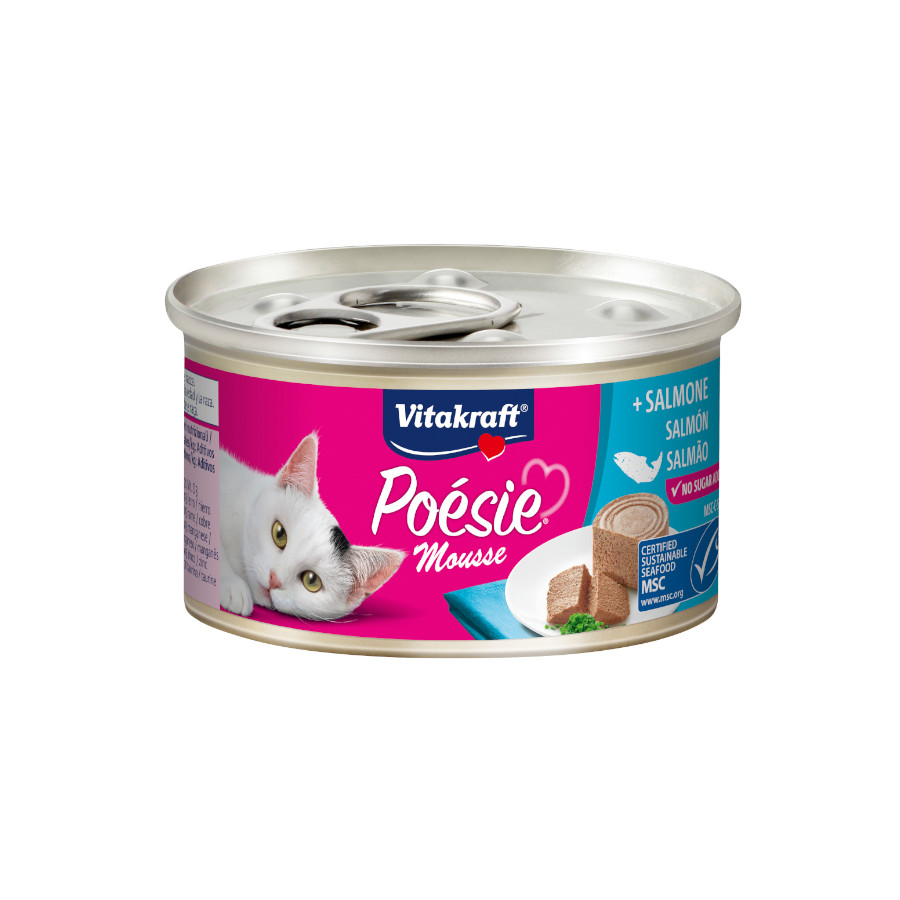 24 latas x 85 g Vitakraft Multi Poesie Mousse de Salmão em lata para gatos Pack poupança!
