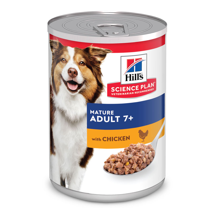48 latas x 370 g Hill's Science Plan Mature 7+ Adult frango em lata para cães Pack poupança!