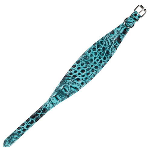 Arppe Coleira de couro com estampado turquesa para galgos