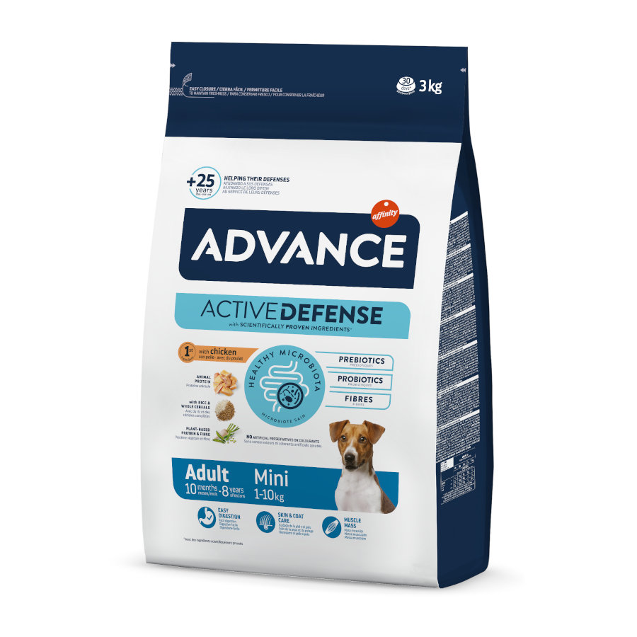Advance Active Defense Mini Adult Frango e Arroz ração para cães