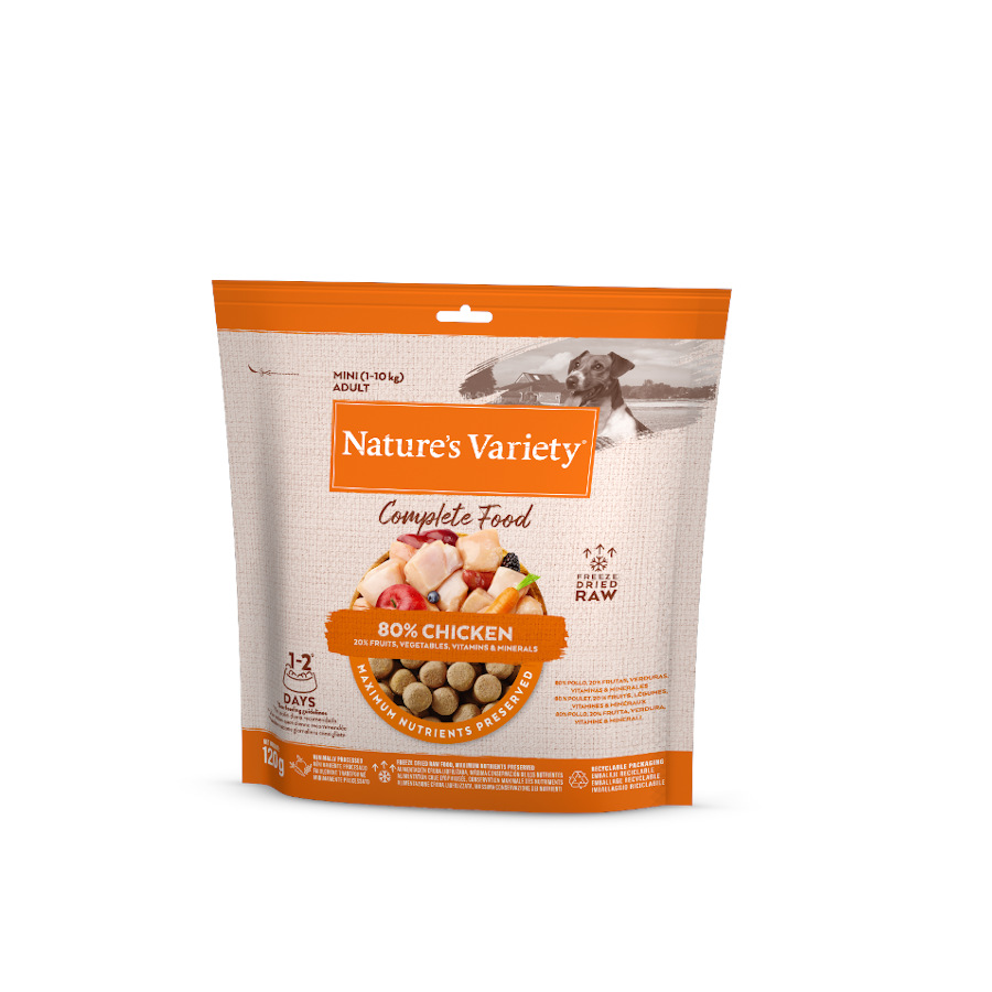 120 g Nature's Variety Complete Food Mini Frango Liofilizado ração para cães