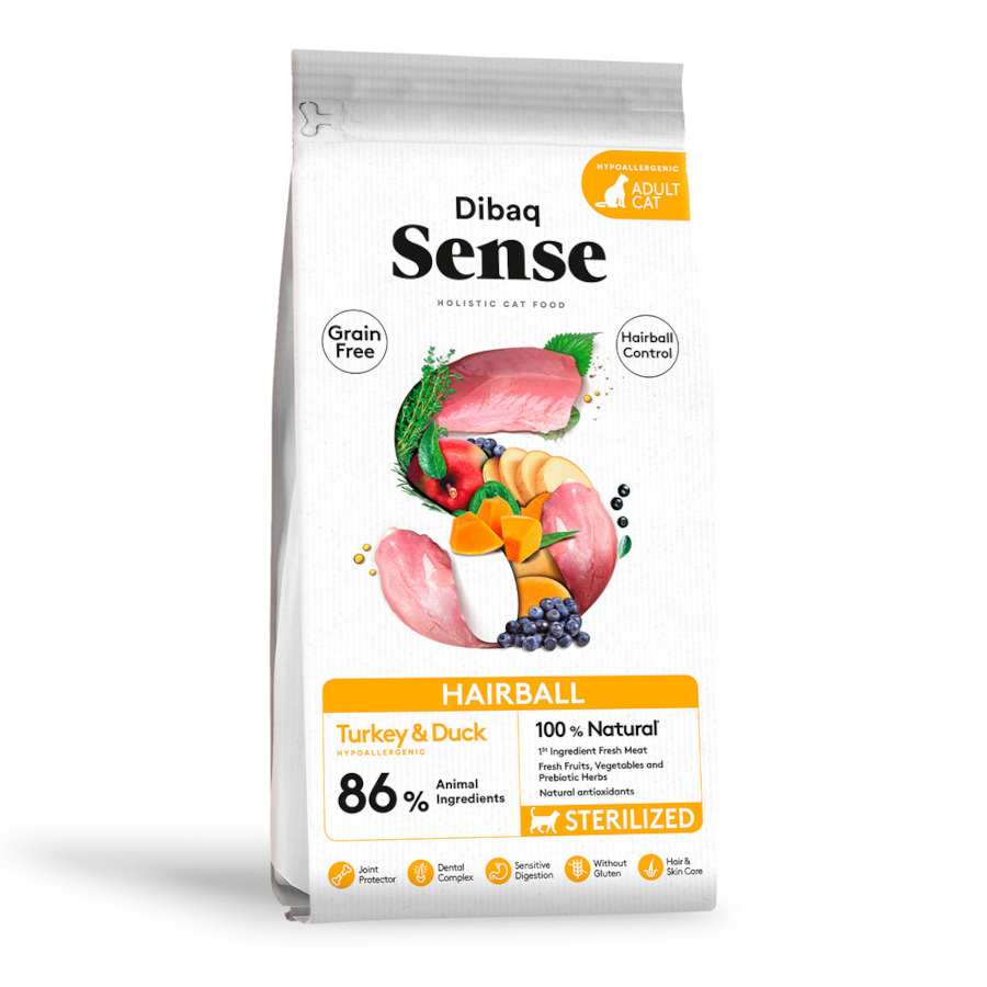 1.5 KG 1.5 kg Dibaq Sense Hairball Grain Free Adulto Peru e Pato comida de gato