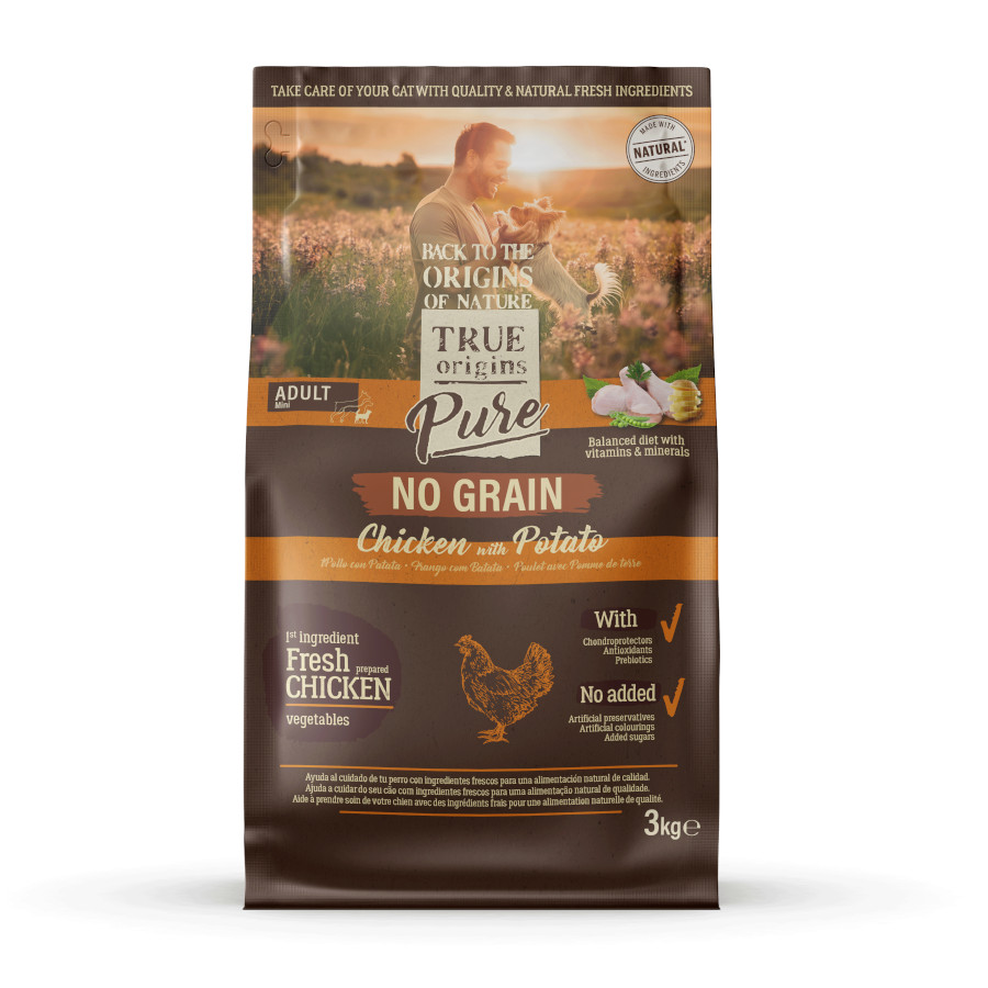 3 kg True Origins Pure Mini Adult Frango ração para cães