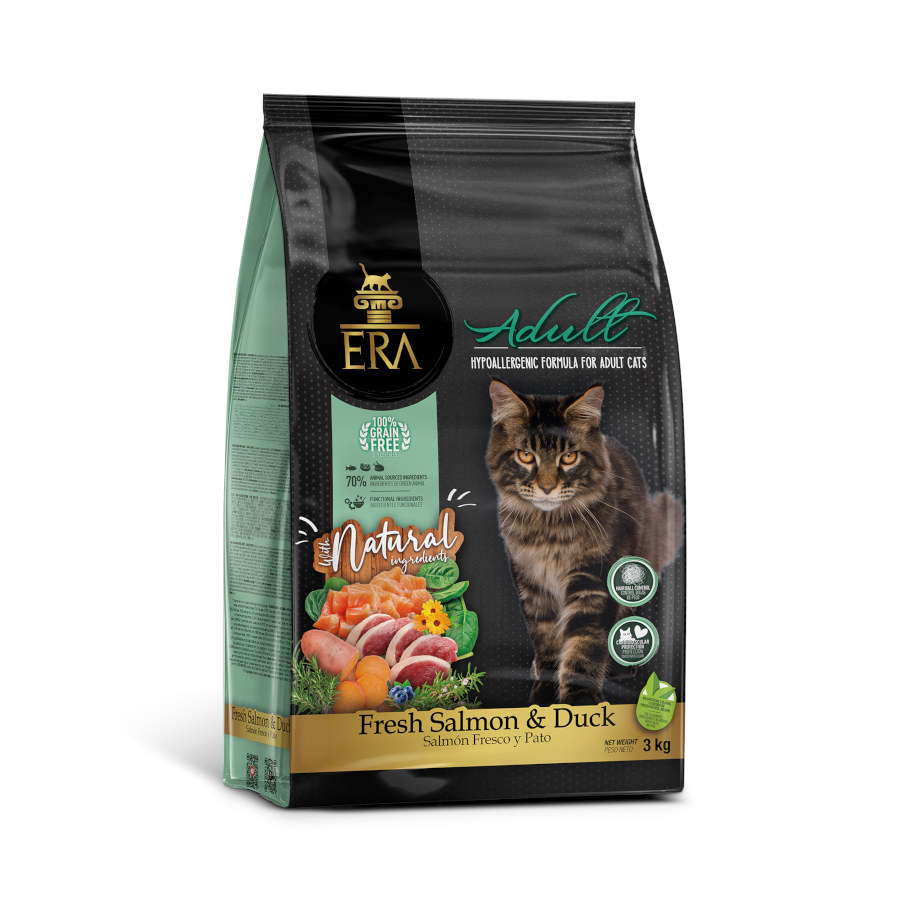 3 KG 3 kg Era Grain Free Adult Salmón y Pato pienso para gatos