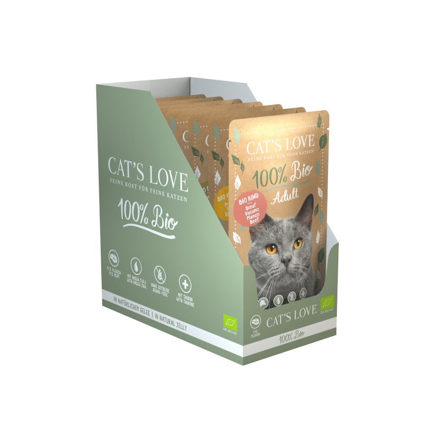 12 saquetas x 85 g Cat’s Love Adult Bio Saquetas em Gelatina para gatos – Multipack 6 Pack poupança!