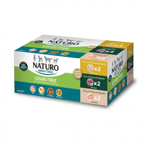 2.4 KG Naturo Grain Free terrinas para cães - Multipack 6