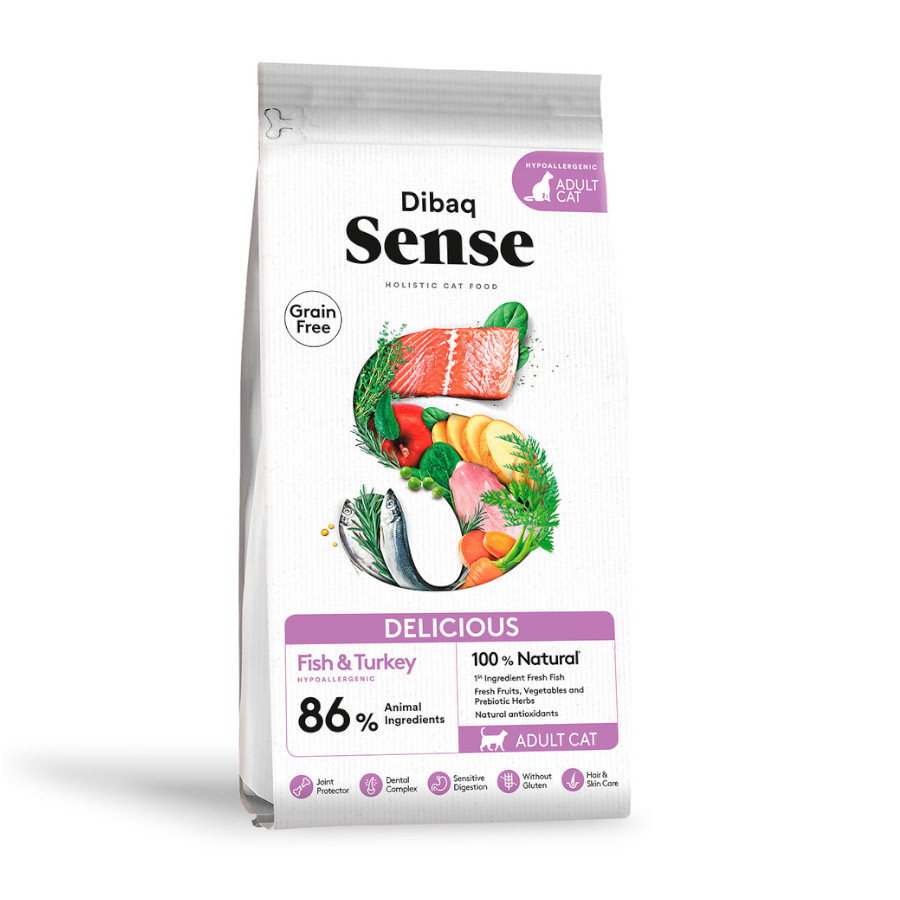 1.5 kg Dibaq Sense Delicius Alimento para peixes adultos sem grãos e peru para gatos