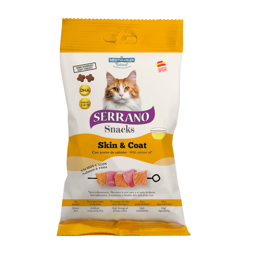 50 g Serrano Snacks Omega 3 y DHA de Salmão e Atum para gatos