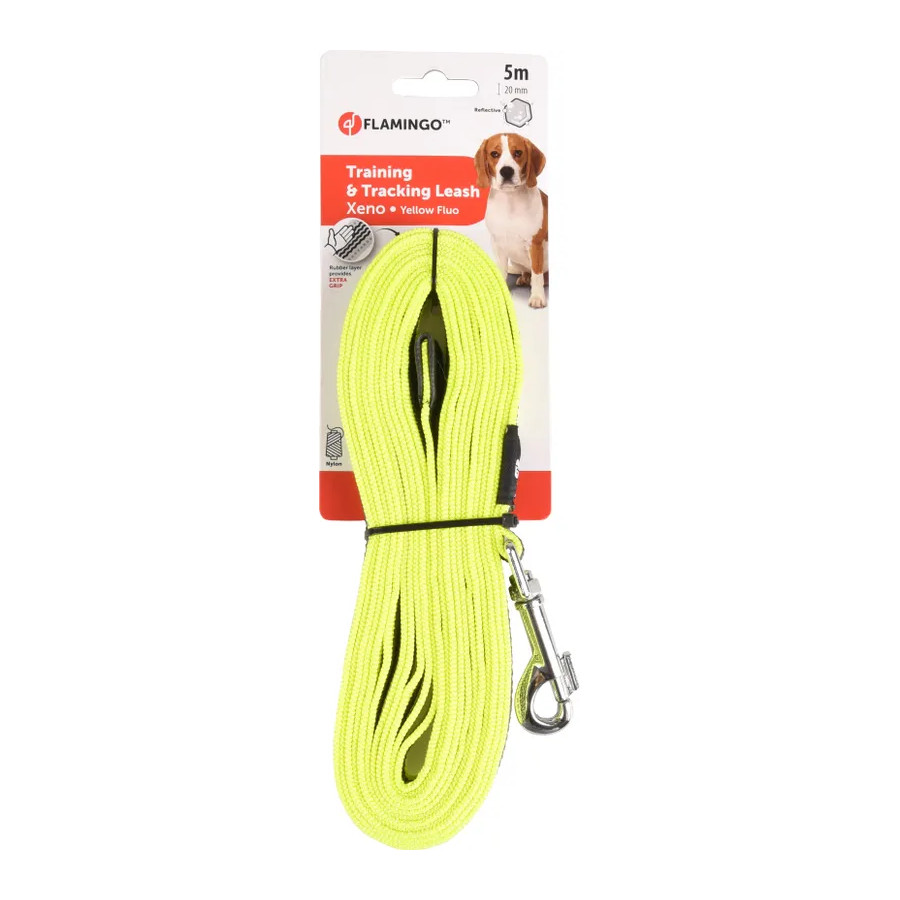 Flamingo Xeno Trela amarela de treino e rastreio para cães