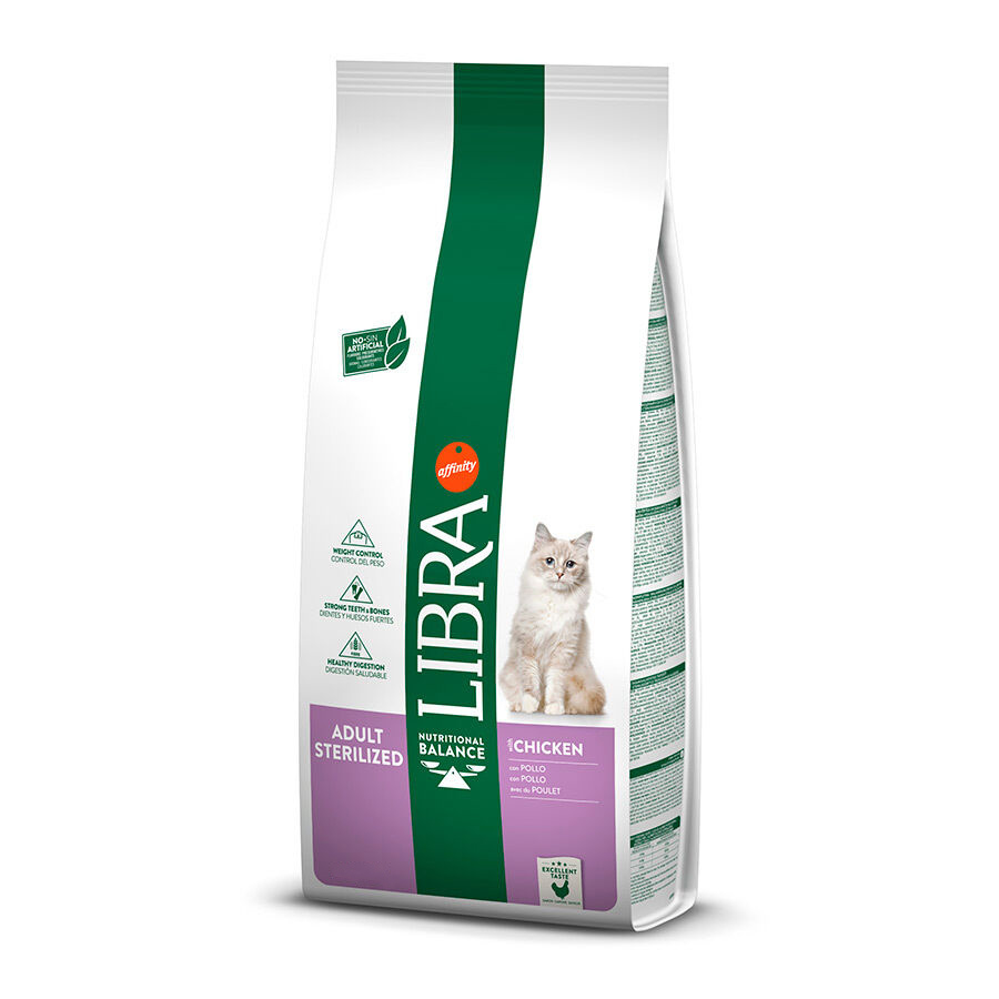 2 x 12 kg Libra Adult Sterilized Frango ração para gatos Pack poupança!