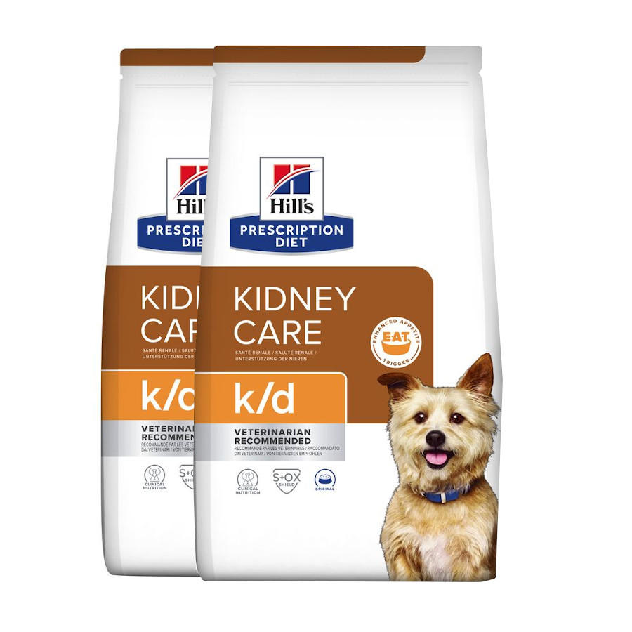 2 x 12 kg Hill's Prescription Diet Kidney Care k/d ração para cães Pack poupança!