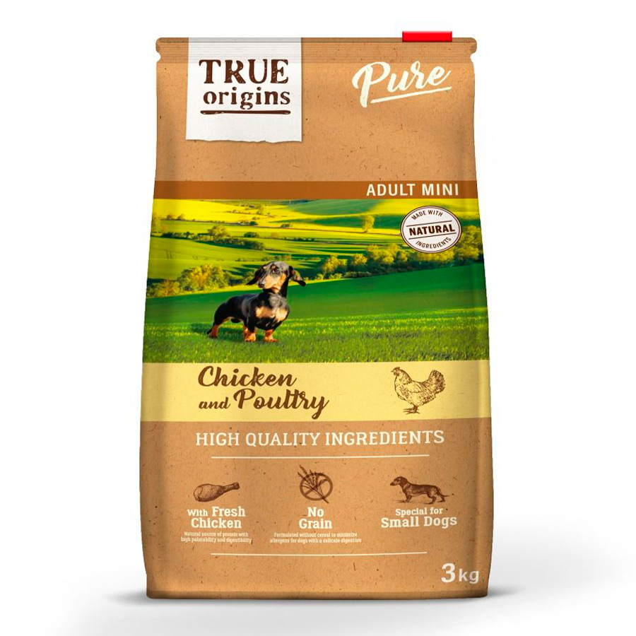 3 kg True Origins Pure Mini Adult Frango ração para cães