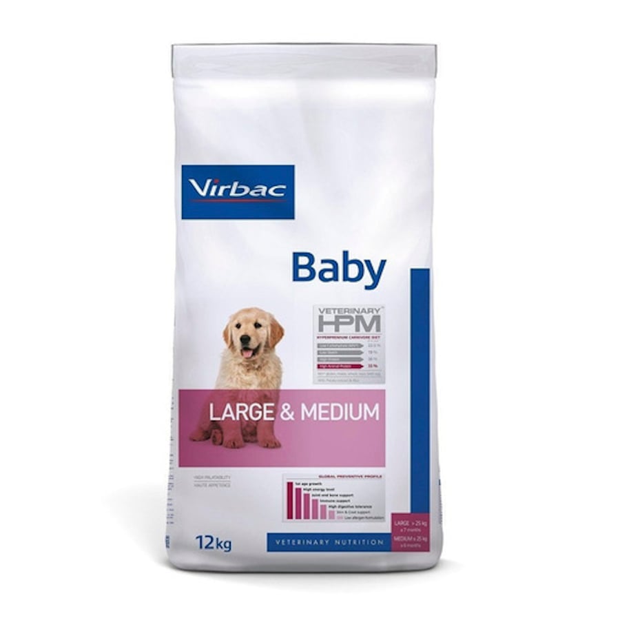 12 KG Virbac Baby Large Medium Hpm ração para cães