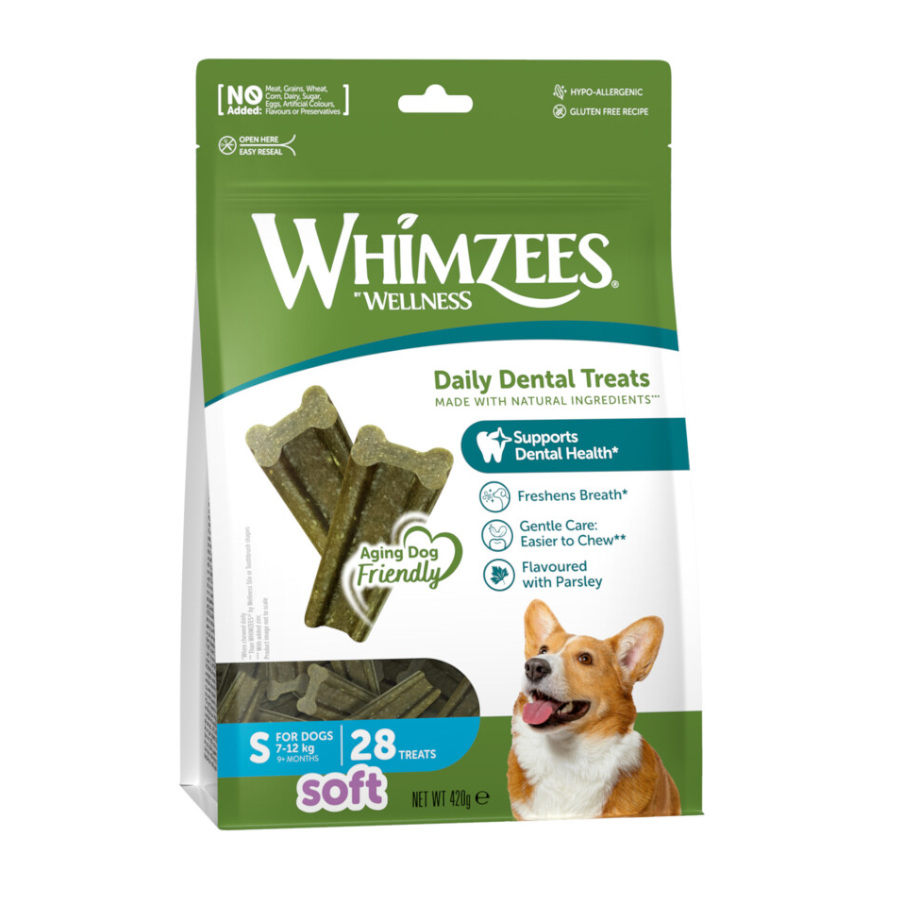 56 sticks Whimzees Soft Value Bags XS Dental Snacks para cães Pack poupança!