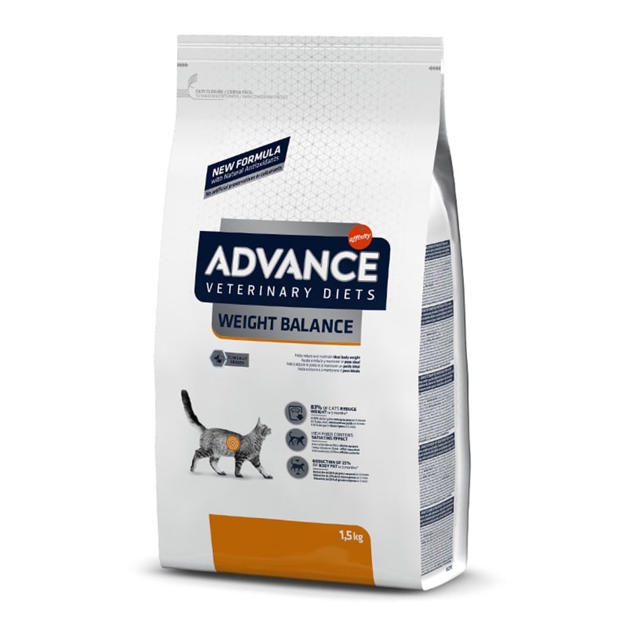 2 x 8 kg Advance Veterinary Diets Weight Balance ração para gatos Pack poupança!