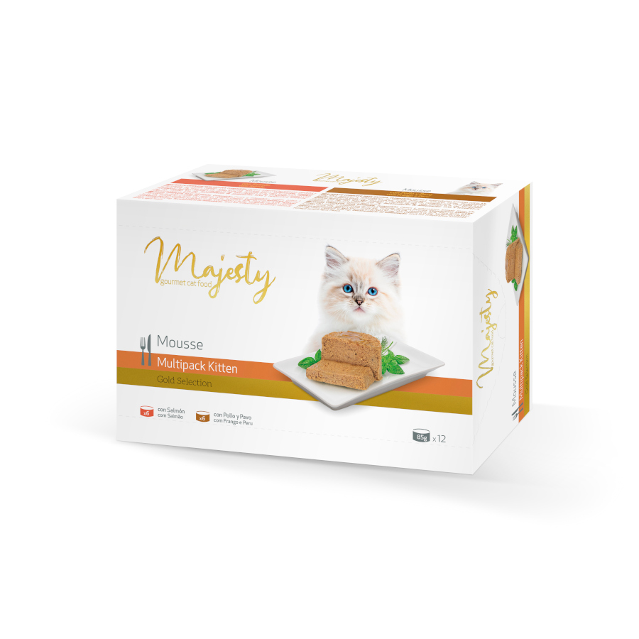 4.08 kg Majesty Kitten Gold Selection Mousse lata - Pack