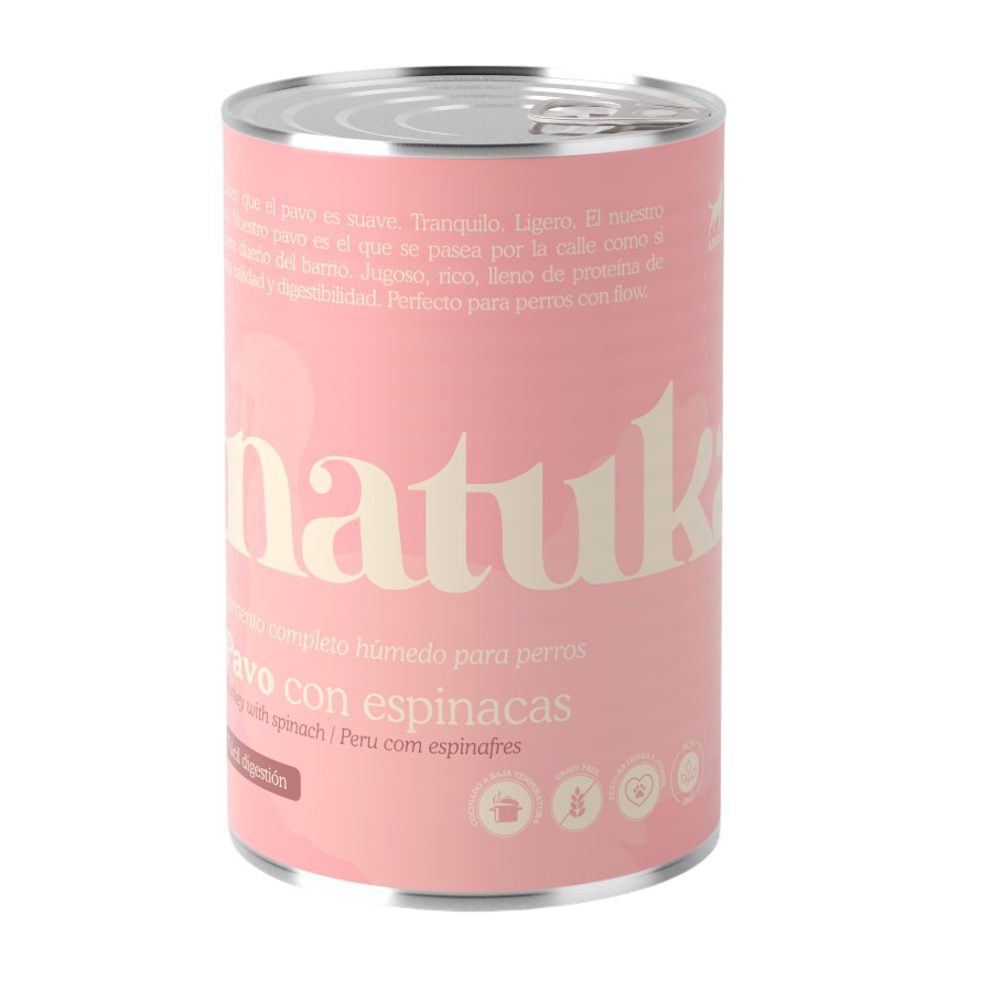 12 latas x 400 g Natuka Alimento húmido de peru e espinafres em lata para cães Pack poupança!