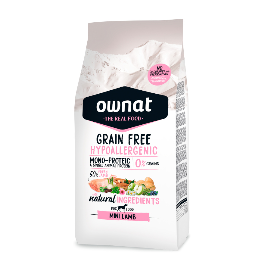 Ownat Grain Free Hipoalergénico Mini Cordeiro ração para cães