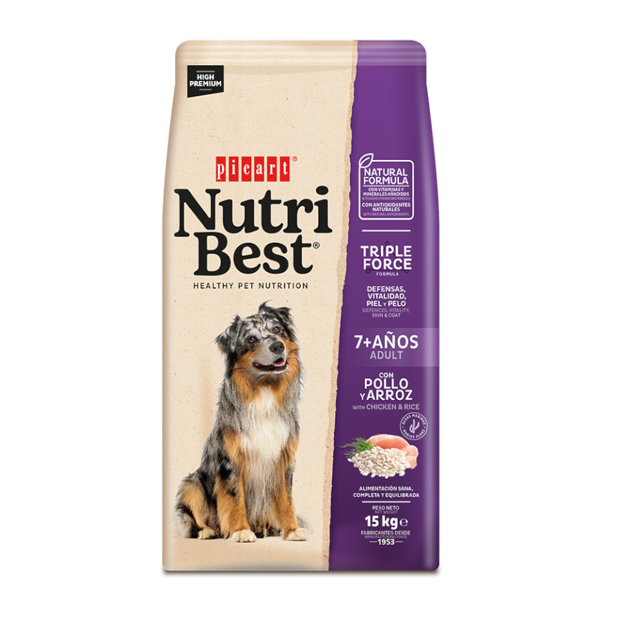 15 KG Nutribest Adult 7+ Frango y Arroz ração para cães