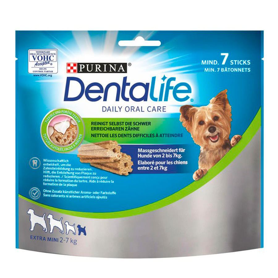7 sticks Purina Dentalife snack para cães muito pequenos