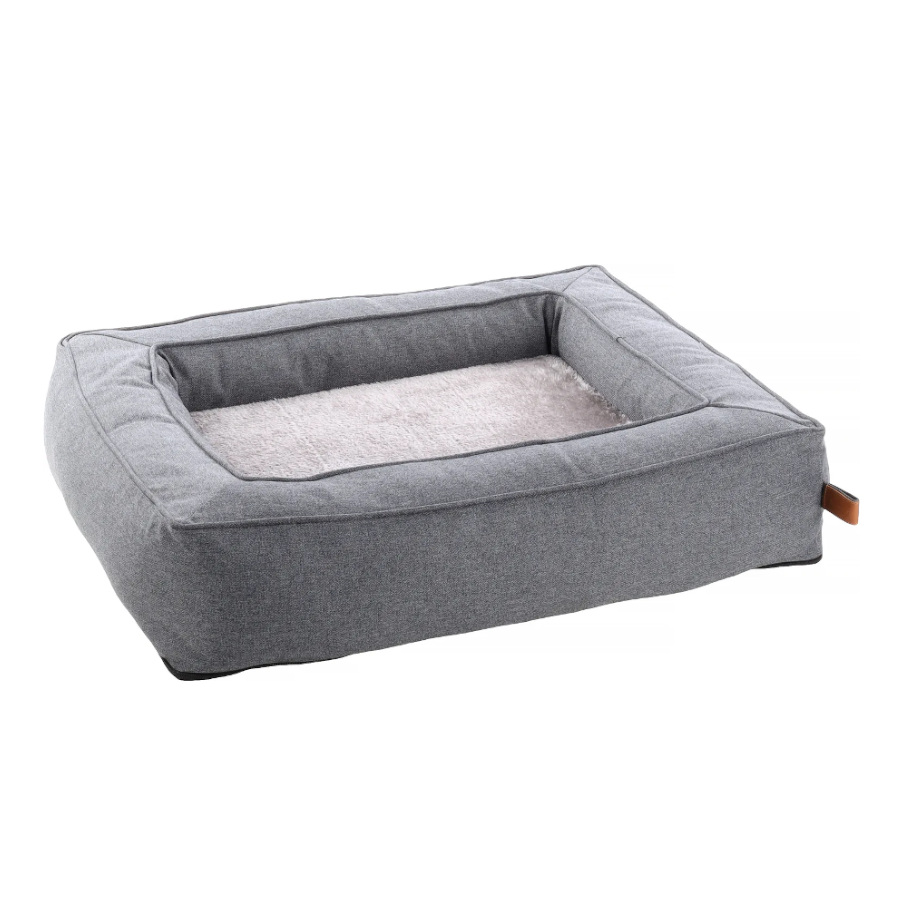 Flamingo Carlota Rectangular Cinzenta cama com fecho para cães