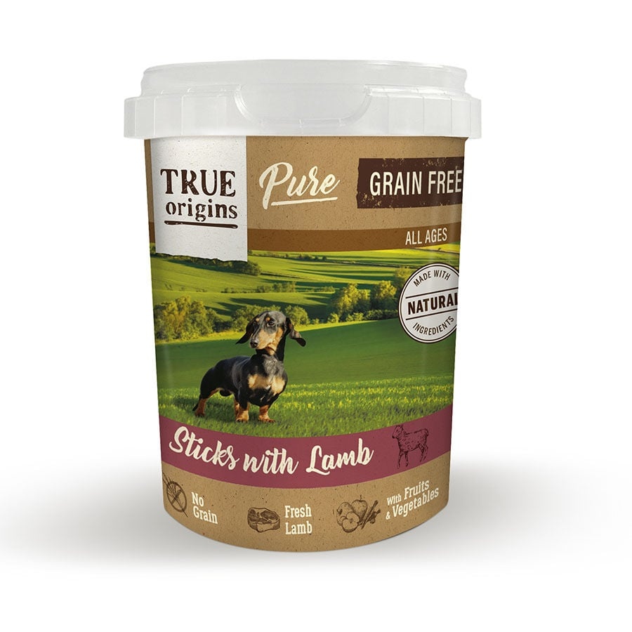 2 uds. x 300 g True Origins Pure Barritas Grain Free de Cordeiro para cães Pack poupança!