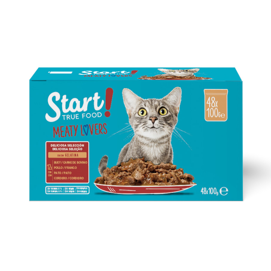 4.8 KG Start Seleção de Carnes em saquetas com gelatina para gatos