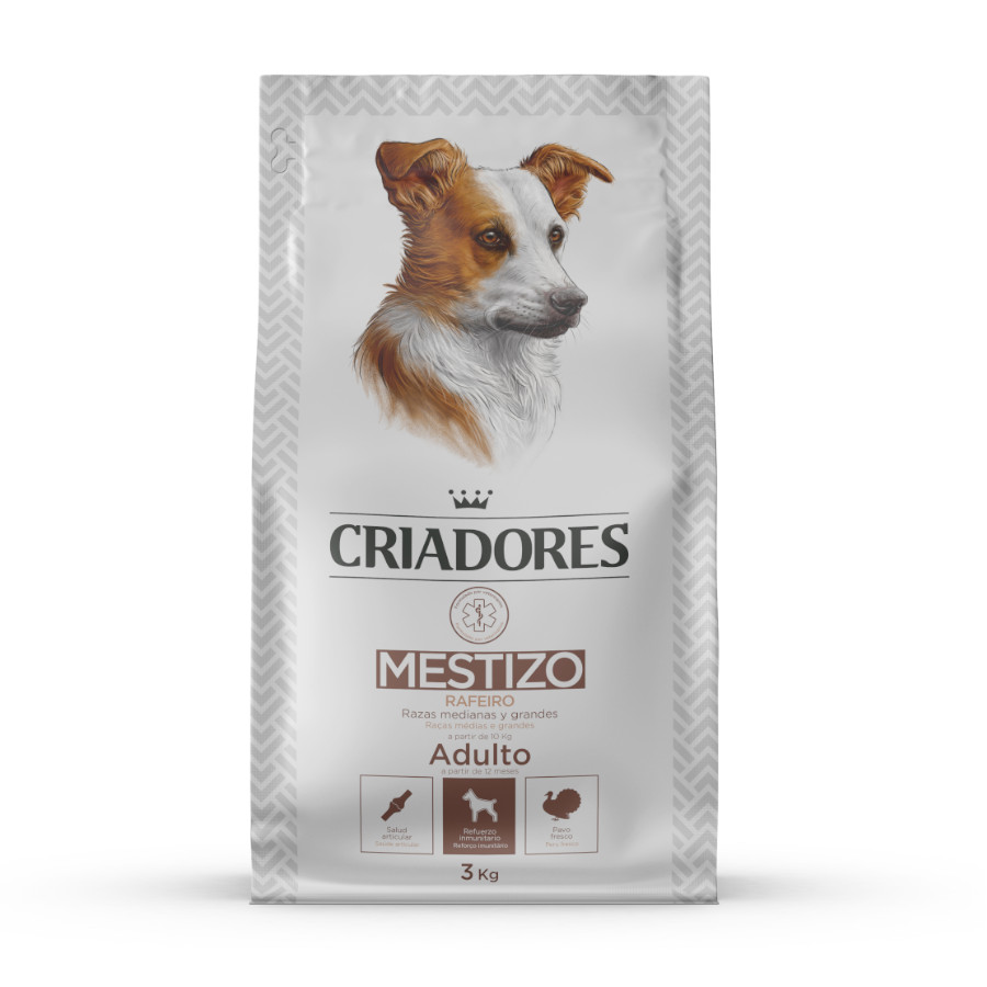 2 x 12 kg Criadores Cães Rafeiros Peru ração para cães de porte médio Pack poupança!
