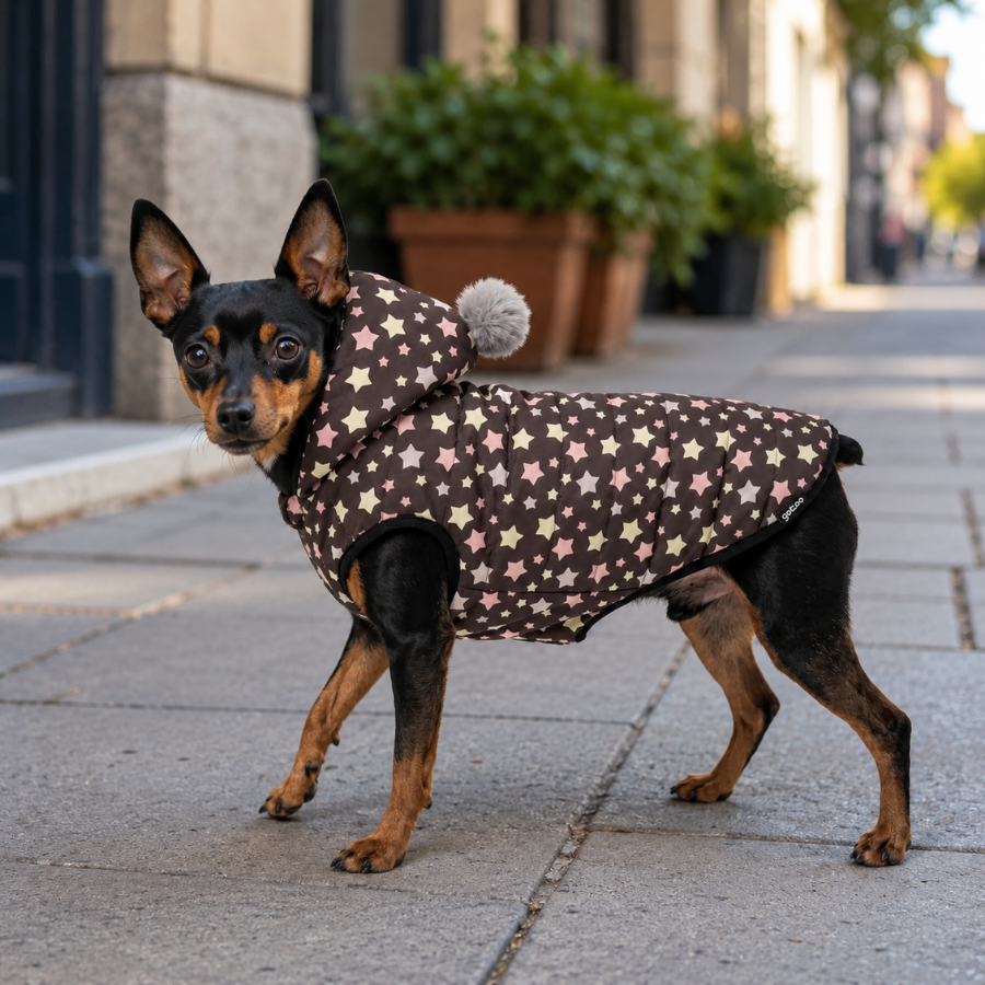 Gotoo Casaco com Estrelas, Capuz e Pompom para cães