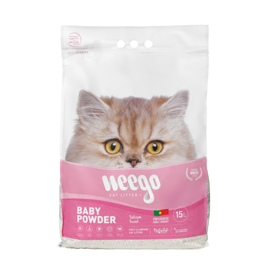 15 L Weego Baby Powder Areia Aglomerante para gatos