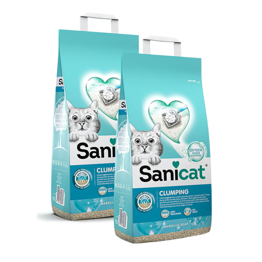 2 x 16 L Sanicat Marselha Areia Aglomerante para gatos Pack poupança!