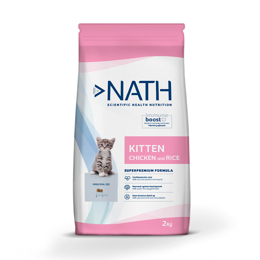 2 x 4 kg Nath Kitten Frango e Arroz ração para gatos Pack poupança!