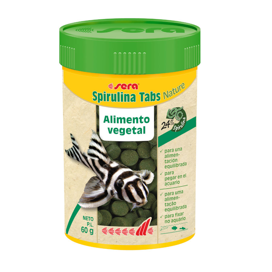 0.1 L Sera Spirulina Tabs Nature Alimento Vegetal para peixes