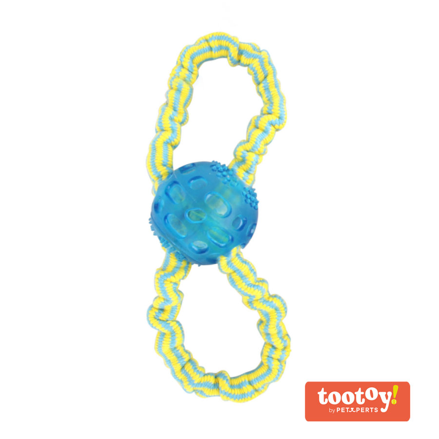 Tootoy! Super elastic toy Blue Bola com Corda Azul para cães