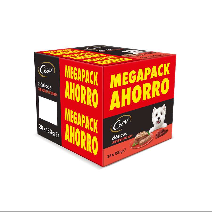 28 terrinas x 150 g (20 + 8 terrinas grátis!) Cesar Boi Terrina em Patê para Cães