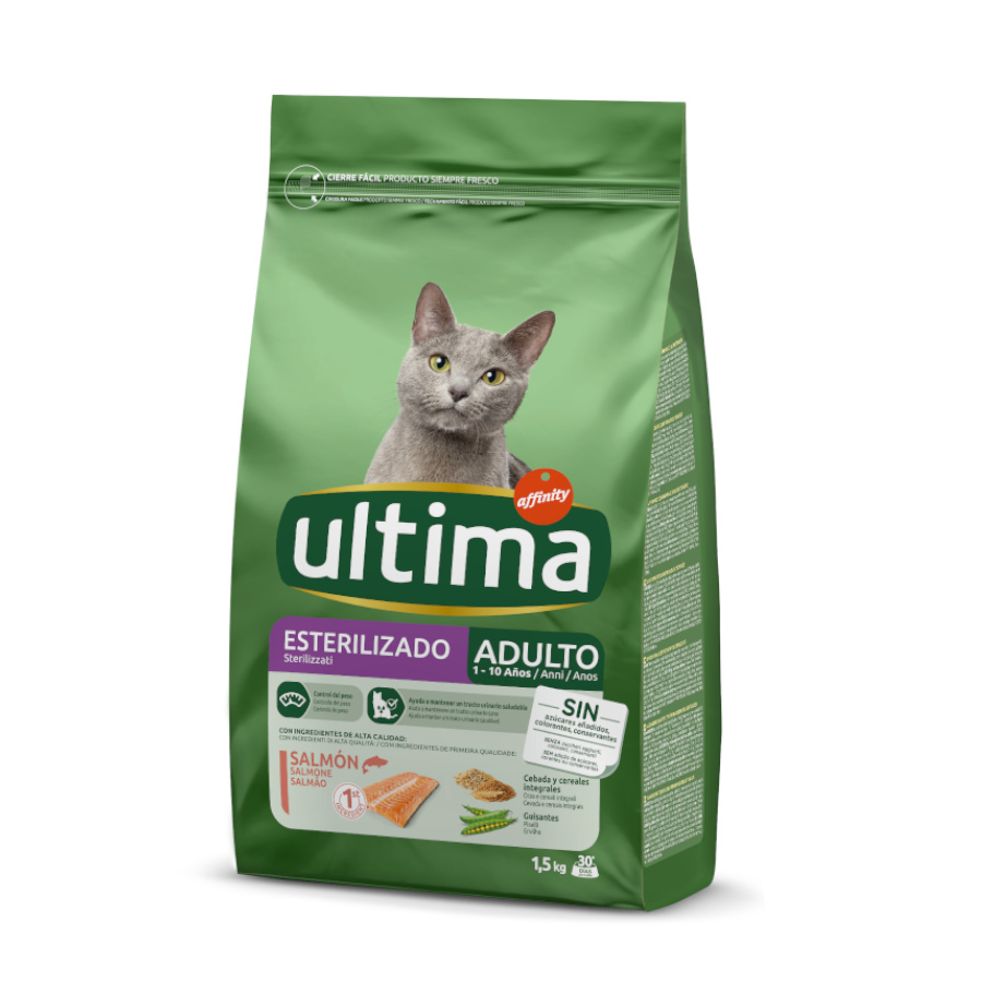 2 x 7.5 kg Affinity Ultima Adult Sterilized Salmão e Cevada ração para gato Pack poupança!
